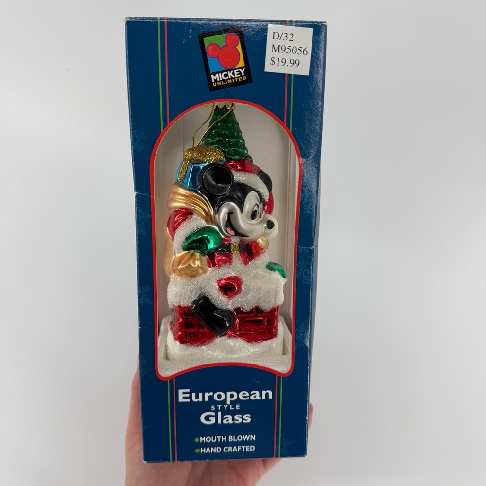 1997 Disney Mickey Unlimited European Style Blown Glass Large Ornament in Box